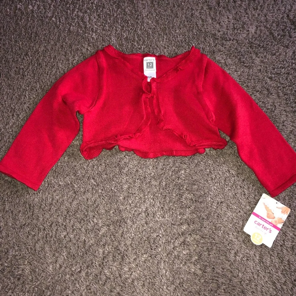 2010 Carter’s 12 Months Red Sweater Cardigan, New With Tags